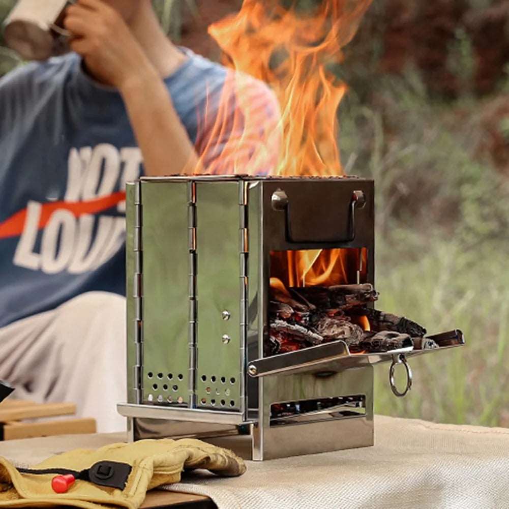 MINI OUTDOOR FOLDING FIREWOOD STOVE - CAMPING & BBQ